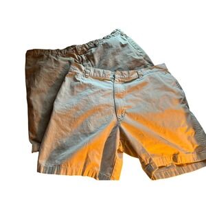 2x Club Room Men's Khaki Chino Shorts Waist 40 Cotton Flat Front Casual Everyday